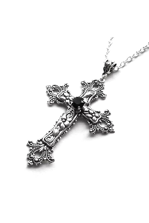 Big Cross Pendant Necklace for Women Men Goth Gothic Neck Necklaces Vintage Choker Medieval Edgy Jewelry Accessories
