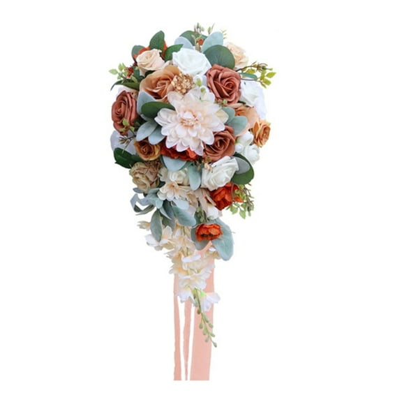 Sofullue Bridal Bouquet Artificial Flowers Cascading Proposal Confession Party Church Wedding Bouquet (Waterfall)