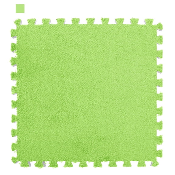 Sofullue DIY Jigsaw Plush Shaggy Carpet Baby Children Puzzles Playmat Floor Area Rug Playing Mat Square Interlocking Foam TIle