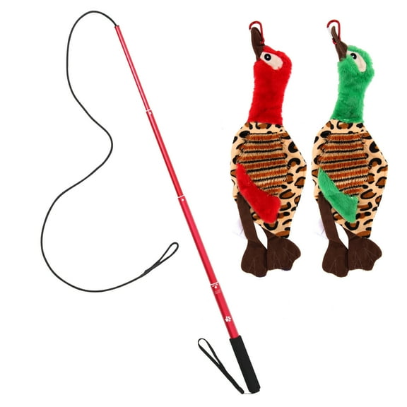 Sofullue Dog Extendable Teaser Wand with Squeaky Toys Pet Teasing Flirt Pole Interactive Toy for Small Medium Large Dogs Training