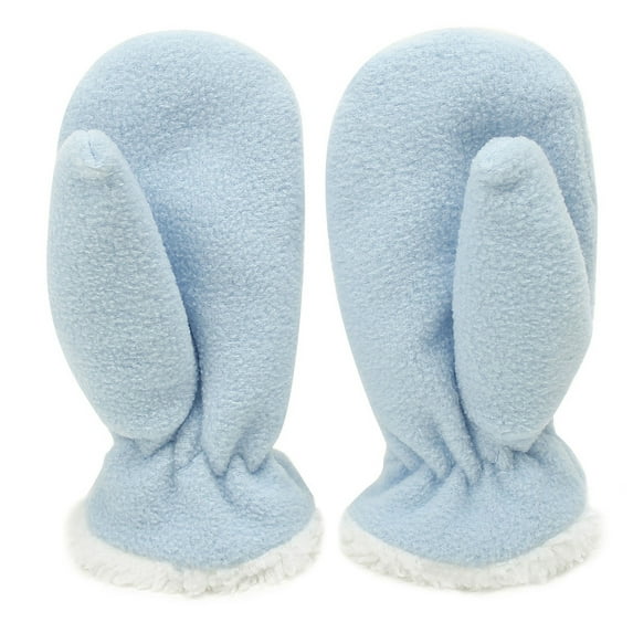 Sofullue Girls Winter Gloves Fleece Solid Color Winter Warm Thick Gloves Knit Mitten Furry Cuff Gloves with Plush Lining for Girl