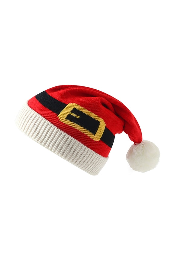 Knitted Santa Hat Santa Beanie Christmas Santa Hat Winter hat Crochet Hairball Beanie Santa Claus Cap New Year Christmas