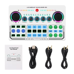 Sofullue Live Sound Card Sound board Sound Effect Board Audio Mixer for Live Broadcast, K Songs, Live Recording, Home KTV