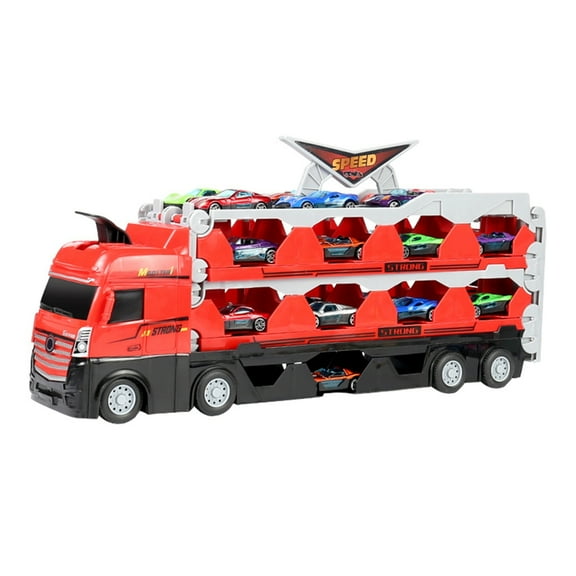 Sofullue Transport Car for Carrier Truck Toy with 8 Metal Racing Car 24 Car Storage Slots