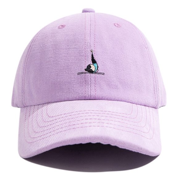Sofullue Unisex Cartoon Yoga Girls Embroidery Cotton Baseball Cap Solid Color Trucket Hat