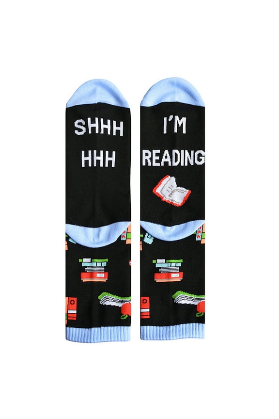 Unisex Funny Saying Novelty Crew Socks Shhh I Am Reading Books Mid Tube Hosiery