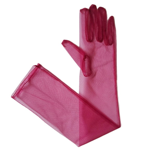 Sofullue Vintage Tulle Gloves Full Finger Gloves 55cm Ultra Thin Gloves for Banquets
