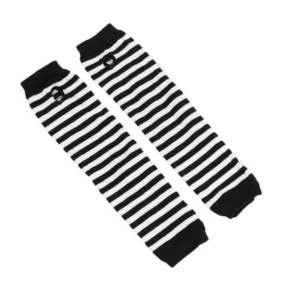Sofullue Winter Half Finger Glove Long Sleeve Stretchy Stripe Pattern Mittens for Girl