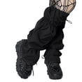 thumbnail image 1 of Sofullue Women Calf-Length Socks Gothic Ruched Drawstring Black Leg Warmers Foot Cover, 1 of 13