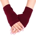 thumbnail image 1 of Sofullue Women Men Combed Cotton Knitted Fingerless Gloves Solid Color Stretchy Thumb Hole Wrist Length Driving Mittens Student Hand Warmers, 1 of 13