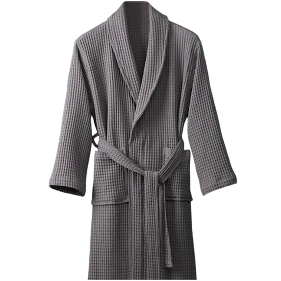 Sofwtay Women Shawl Collar Waffle Weave Robe Long Belted Bathrobe 3/4 ...