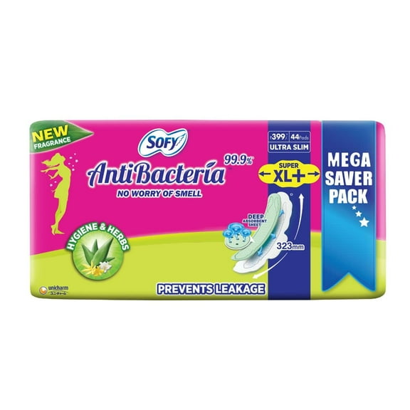 Sofy Anti Bacteria Extra Long Sanitary Pads, Pack Of 44
