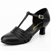 Sogebo Character Dance Shoes T-Strap 1920s Flapper Shoes for Ballroom Latin Salsa Folklorico Flamenco Tango Swing Wedding Dancing Shoe 8M