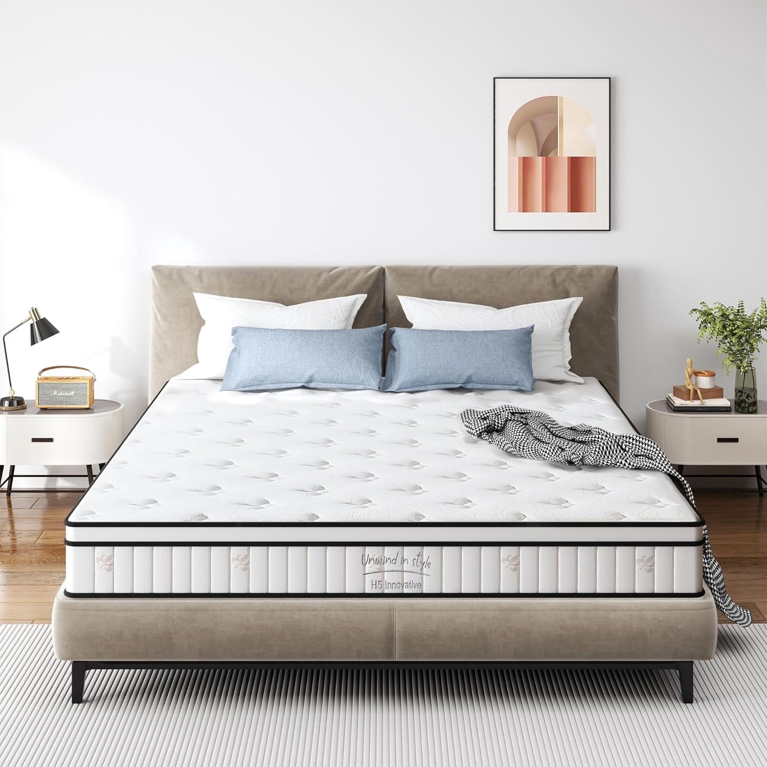 Soges 10" Mattress King Size Hybrid Mattress, Individual Pocket Spring Bed Mattress, Medium Firm Mattress for Pressure Relief, Strong Edge Support, CertiPUR-US