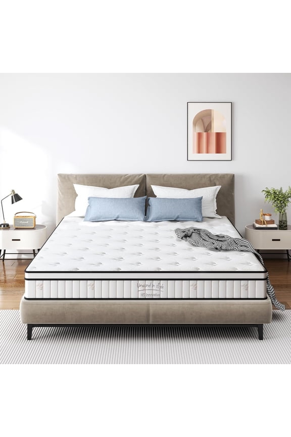 10" Mattress King Size Hybrid Mattress, Individual Pocket Spring Bed Mattress, Medium Firm Mattress for Pressure Relief, Strong Edge Support, CertiPUR-US