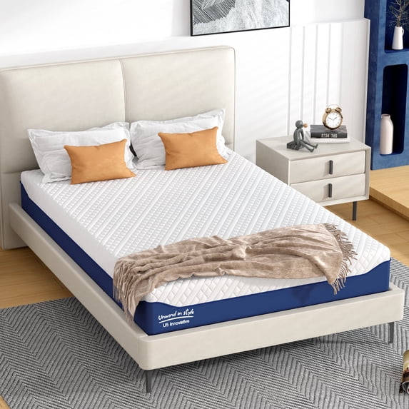 Soges 10 inch Memory Foam Mattress Full Size Mattress Green Tea Gel Memory Foam Mattress Cooling Gel Infused Mattress for Pressure Relief, Medium Firm, Washable Cover, CertiPUR-US Certified, Blue