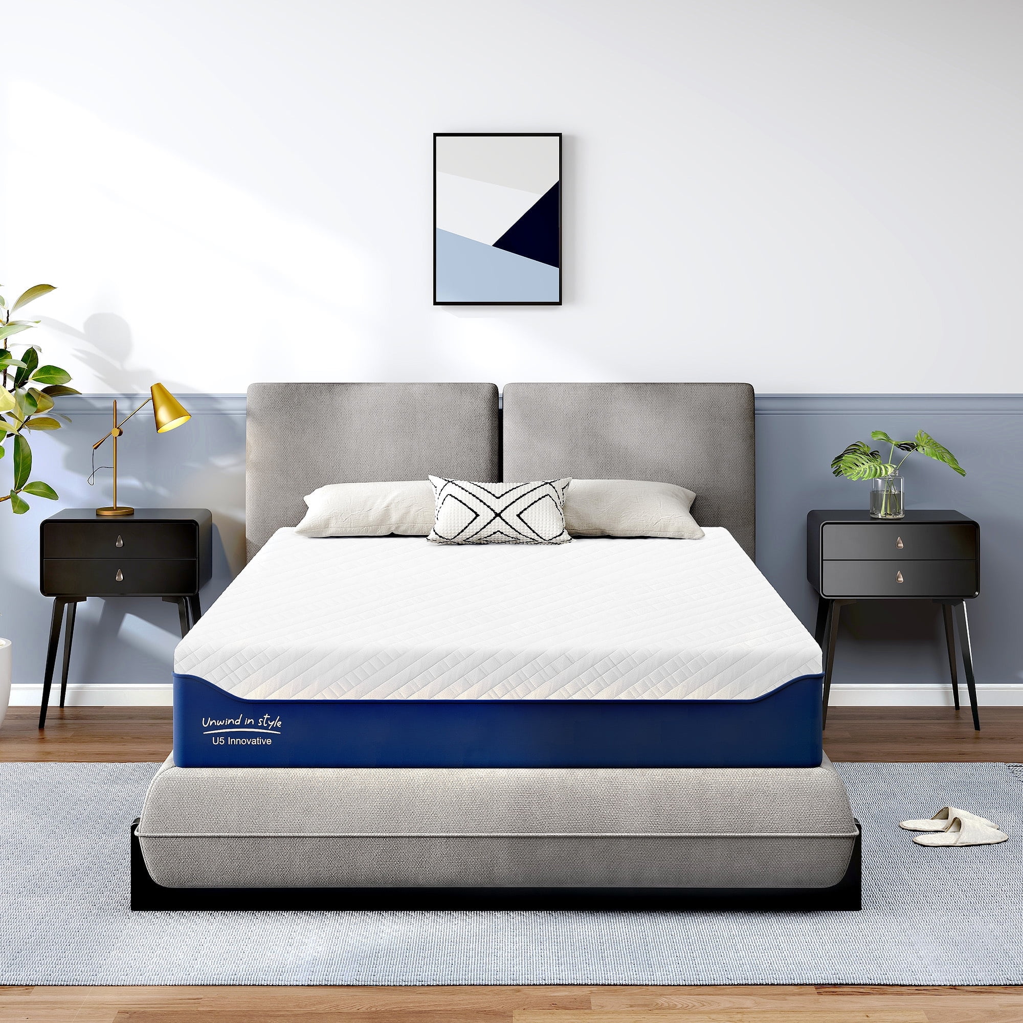 Soges 12 inch Memory Foam Mattress Full Size Mattress Green Tea Gel Memory Foam Mattress Cooling Gel Infused Mattress for Pressure Relief, Medium Firm, Washable Cover, CertiPUR-US Certified, Blue