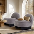 thumbnail image 1 of Soges 2 Pack Modern Accent Velvet Slipper Chair, Set of 2 Upholstered Armless Chair, Sofa Side-Chair with Wooden Legs, Tufted Reading-Chair for Living Room Bedroom Apartment Small Spaces, Gray, 1 of 11