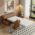 thumbnail image 1 of Soges 46" Folding Ottoman Sleeper Bed with Mattress Convertible Bed for Living Room, Bedroom, Brown, PU Leather, 1 of 8