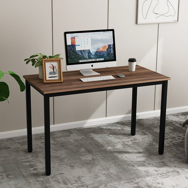 Soges 47 inches Computer Desk Wood Office Desk with Metal Legs, Black Walnut