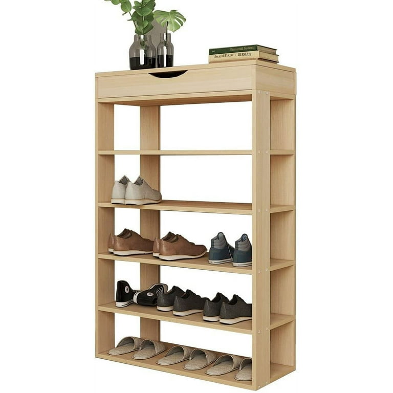 soges 5-Tier Wooden Shoe Rack with Storage Cabinet, 29.5 inches