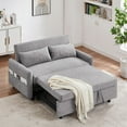thumbnail image 1 of Soges 55" Loveseat with Pull Out Bed, Sleeper Sofa with Adjustable Backrest, 2 Seater Couch with Pillows, Storage Pockets for Living Room, Gray, 1 of 9