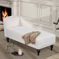 thumbnail image 1 of Soges 57.5" Velvet Chaise Lounge Right Arm Facing Upholstery Lounge Chair with Solid Wood Legs, Sleeper Sofa for Living Room, Bedroom, White, 1 of 8