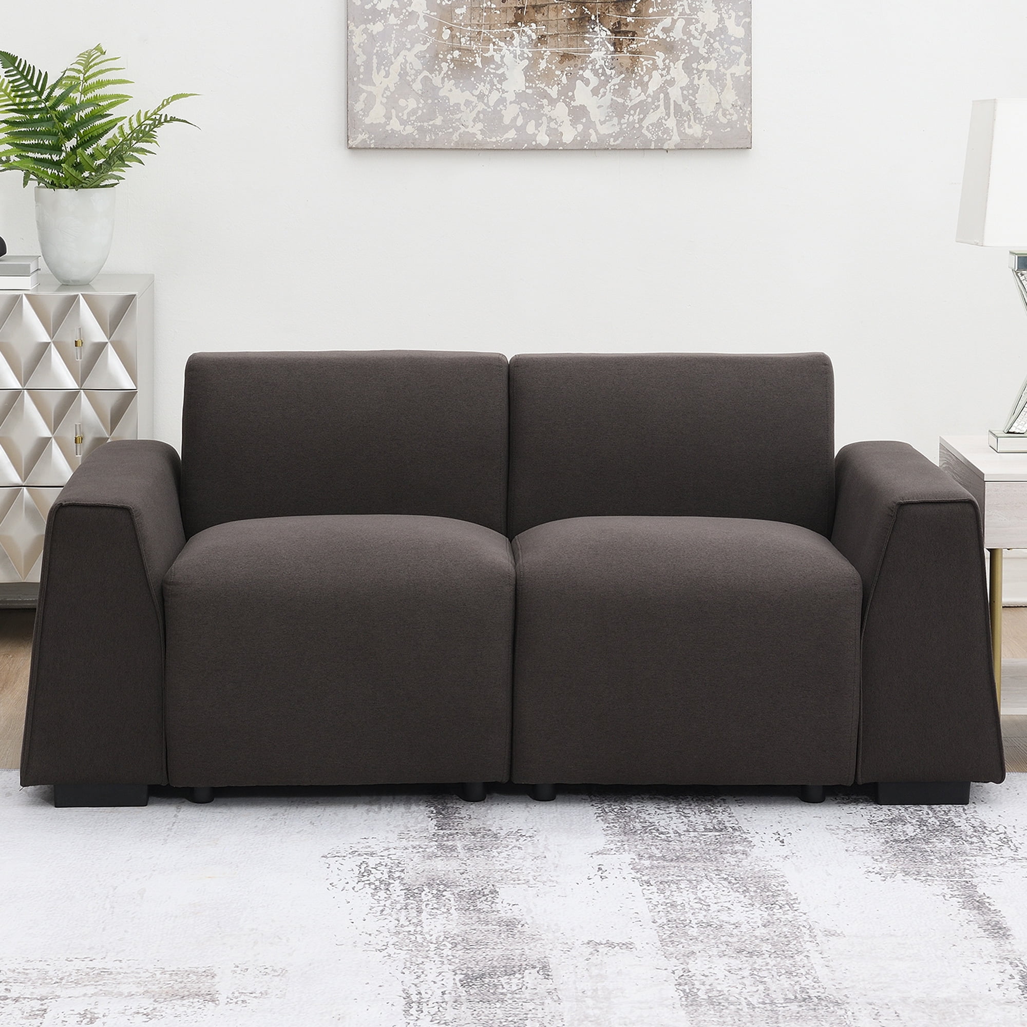 Soges 70" Loveseat Modern Linen Fabric Sofa 3 Seater Couch with Wide ...