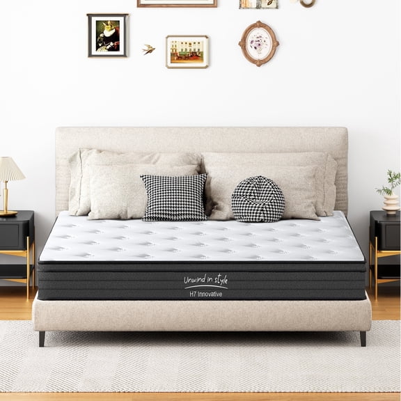 Soges 8 Inch Hybrid Mattress, King Size Medium Firm Memory Foam Mattress in A Box, Strong Edge Support for Pressure Relief, CertiPUR-US