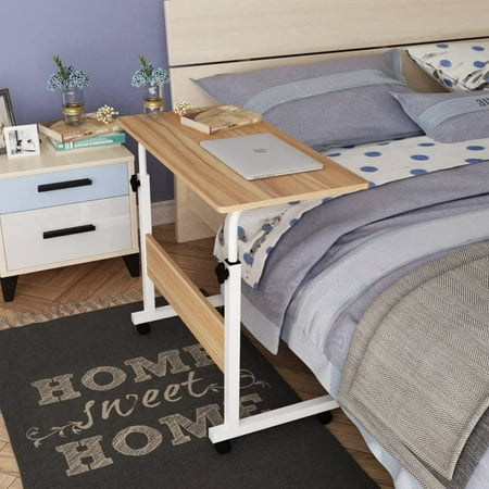 Soges Adjustable Movable Laptop Computer Desk for Bed Sofa,Writing Table, Side Table,Oak 31.5"