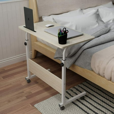 Soges Adjustable Movable Laptop Desk Built-in Slot Computer Desk for Bed Sofa ,Writing Table, Side Table,Maple