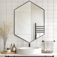 thumbnail image 1 of Soges Bathroom Medicine Cabinet with 3 Adjustable Storage Shelves, Wall Mounted Metal Frame, Recessed Mirror Cabinet Medicine Cabinet, Hexagonal Bathroom Mirror Cabinet, 24x34 Inches, Black, 1 of 10