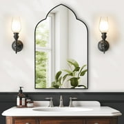 Soges Bathroom Medicine Cabinet with 3 Adjustable Storage Shelves, Wall Mounted Metal Framed Mirror Cabinet Recessed Medicine Cabinet, Cloud Shape Bathroom Mirror Cabinet, 19.7x31.5 Inches, Black