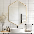 thumbnail image 1 of Soges Bathroom Medicine Cabinet with 3 Adjustable Storage Shelves, Wall Mounted Mirror Cabinet, Built-In Mirror Cabinet Medicine Cabinet, Hexagonal Bathroom Mirror Cabinet, 24x34 Inches, Gold, 1 of 10