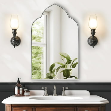 Soges Bathroom Medicine Cabinet Mirror Cabinet with 3 Adjustable Storage Shelves, Wall Mounted Metal Framed Mirror Cabinet with Internal Storage Shelves, Cloud Top Mirror, 19.7x31.5 Inches, Silver