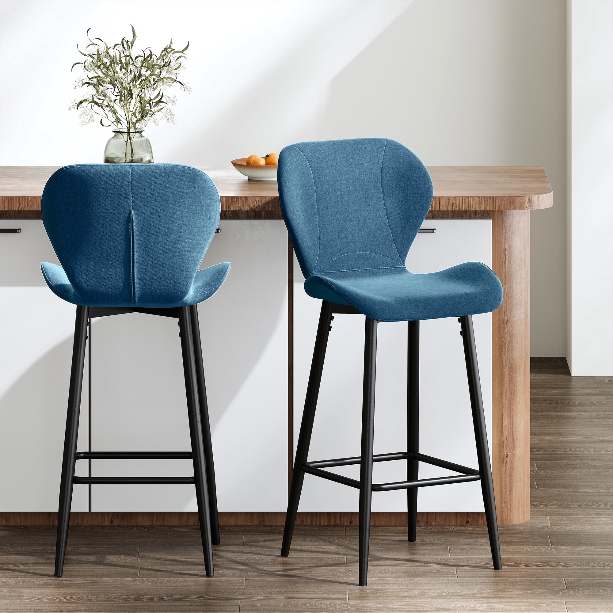 Soges Counter Height Bar Stool with Back Modern Bar Stool Set of 2 with Footrest for Dining Room ...