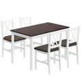 Soges Dining Table Set for 4, Pine Wood Kitchen Table Set, 4 linen