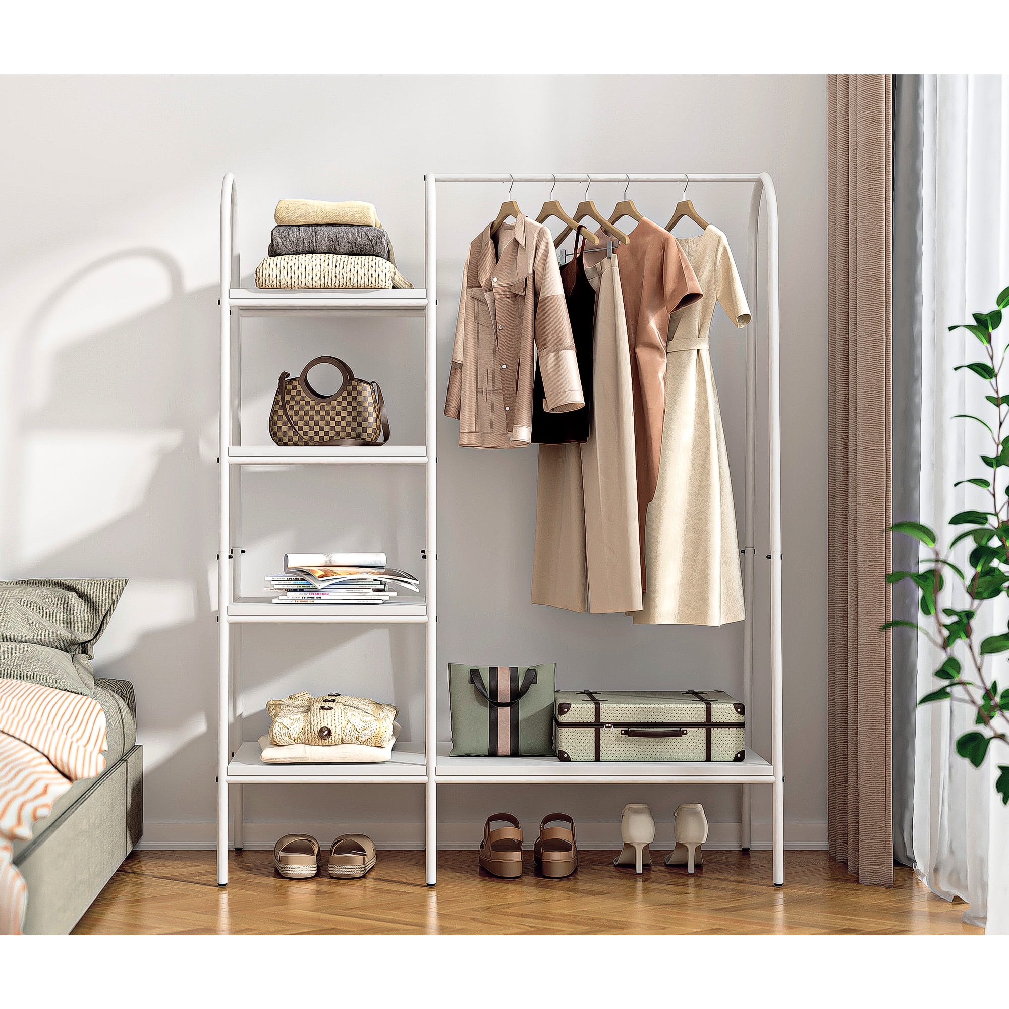 Soges Durable Heavy-Duty Clothes Hanger Rack with Hanging Rod ...