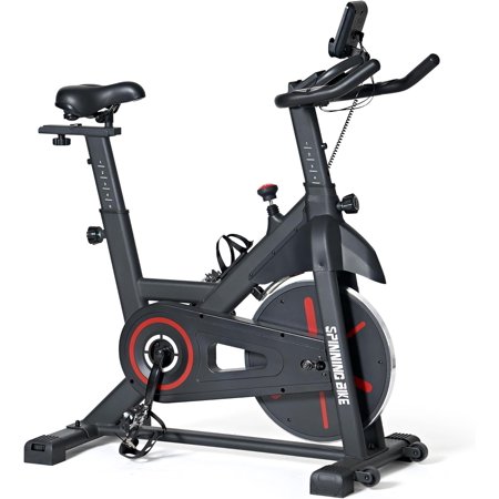 Soges Exercise Bike Indoor Cycling Bike Magnetic Stationary Bike Cycle Bike Fitness Bike for Home Silent Belt Drive with Phone Ipad Mount &Comfortable Seat Cushion, Black