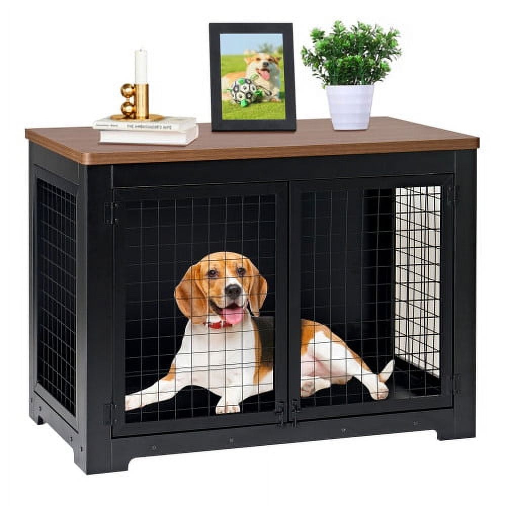Soges Furniture style dog cage, wooden dog cage, double door dog cage