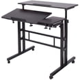 thumbnail image 1 of Soges Height Adjustable Computer Desk Sit Stand Workstation Mobile Standing Desk with Wheels, Standing Side Table with Castors, Black, 1 of 7