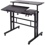 Soges Height Adjustable Computer Desk Sit Stand Workstation Mobile Standing Desk with Wheels, Standing Side Table with Castors, Black