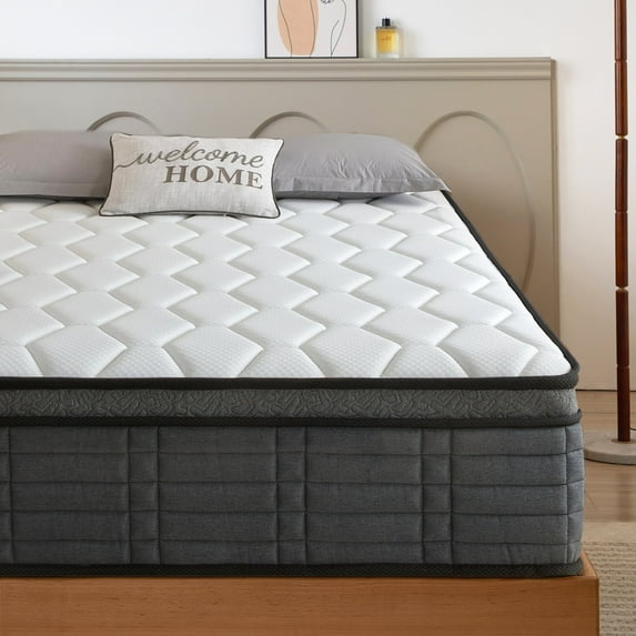 Soges King Size 10 inch Hybrid Mattress Breathable Mattress, Medium Firm Mattress for Pressure Relief, Individual Pocket Spring Bed Mattress, Fiberglass Free, Mattress in A Box, CertiPUR-US, Black