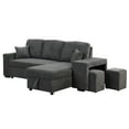 thumbnail image 1 of Soges L-Shaped Sectional Sofa Bed with Side Shelf and 2 Stools, Reversible Sleeper Pull-Out Sofa Bed for Living Room, Dark Gray, 1 of 7