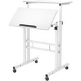 thumbnail image 1 of Soges Mobile Standing Desk, Height Adjustable Sit to Stand Desk, Portable Laptop Desk, 2-Tier Computer Workstation for Home Office, White, 1 of 7