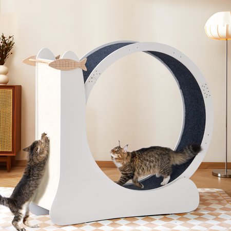 Soges Professional Cat Treadmill with Silent Running, Side Scratching Board, Soft Blanket Track, Detachable Design, and Storage Shelf
