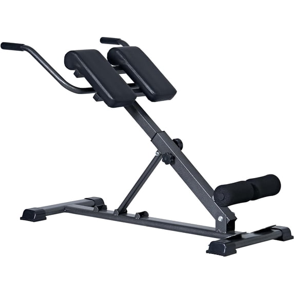 Soges Roman Chair Back Extension Machine, Hyperextension Bench for Hamstring, Glute and Lower Back, Adjustable and Foldable workout weight bench Exercise Fitness Equipment for Home Gym,Black