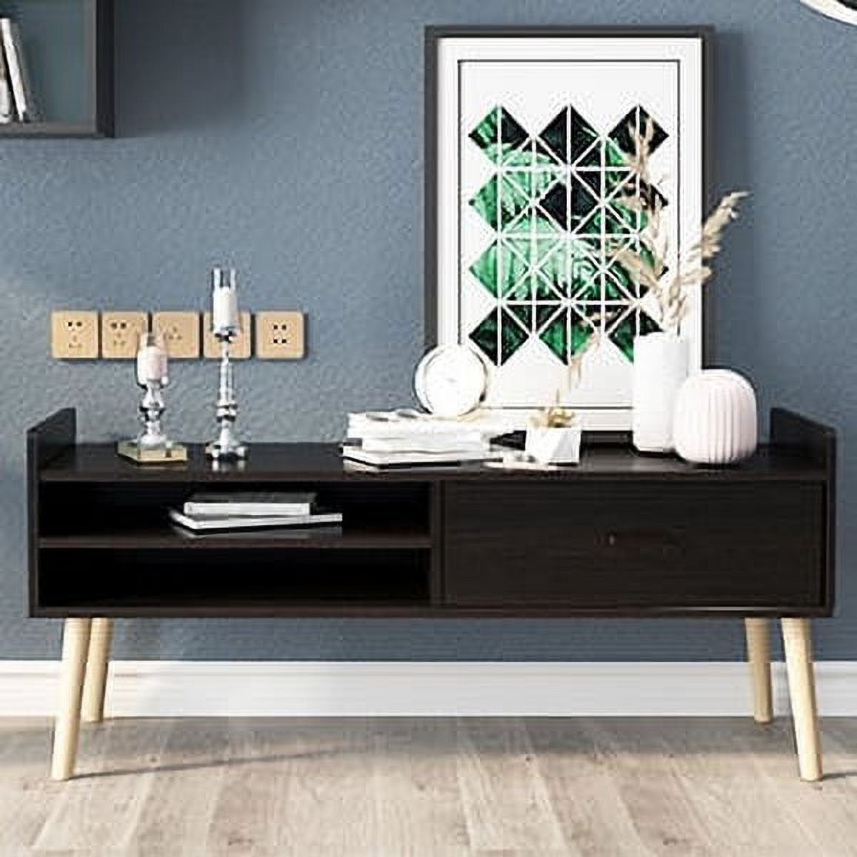 Soges Small TV Stand, TV with Storage Shelf, Farmhouse TV Stand