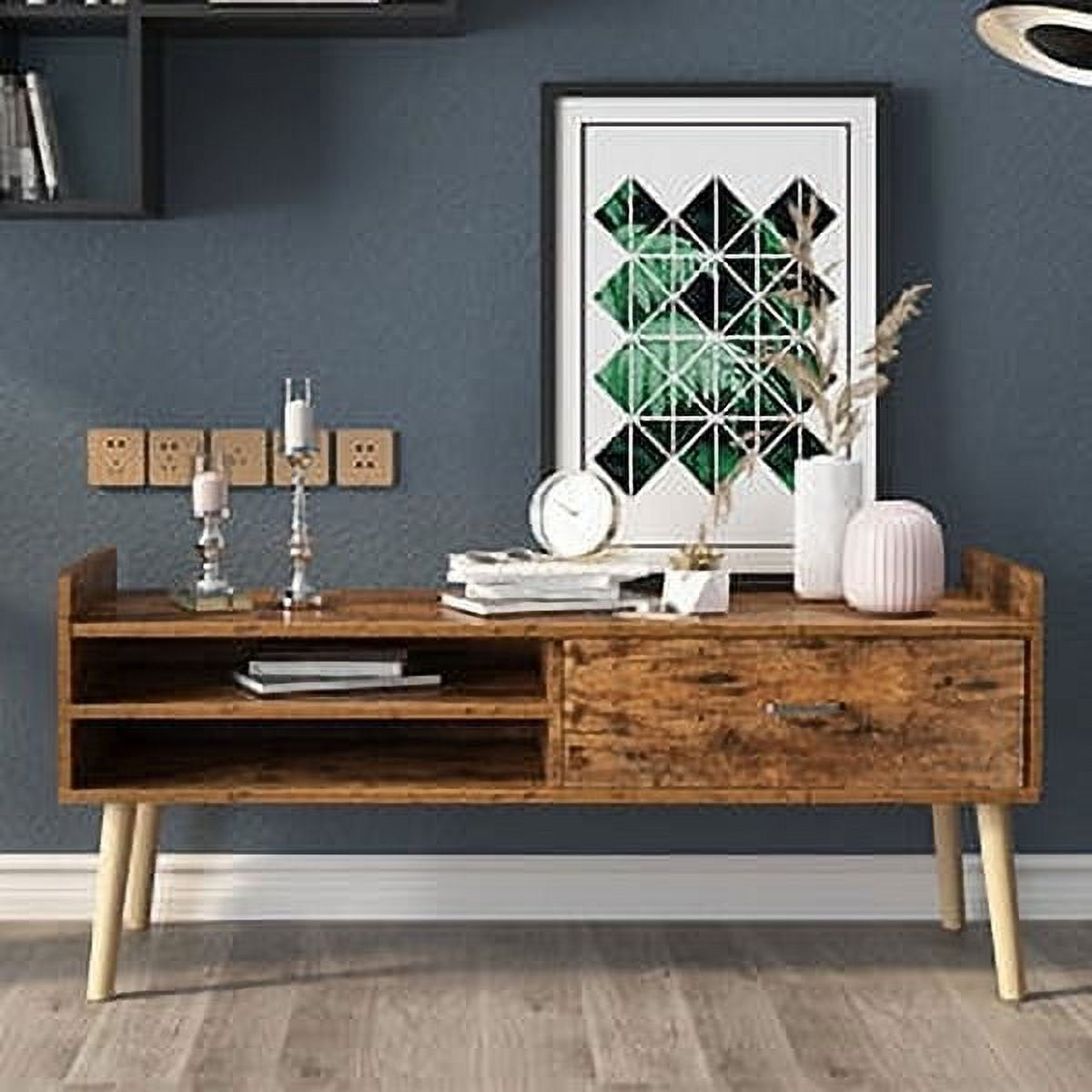 Soges Small TV Stand, TV with Storage Shelf, Farmhouse TV Stand