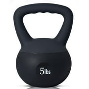 Soges Soft Kettlebells,Iron Sand Filled Weights Strength Training Kettlebells,Shock-Proof Weights and Wide-Grip Handle,Fitness Soft Kettlebells for Women Men,Home Gym Kettlebells,Black,5LBS